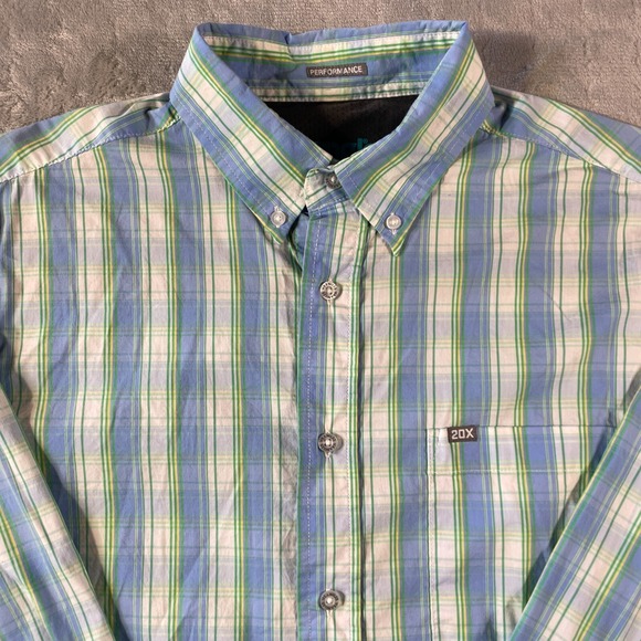 Wrangler Shirt Mens Large Blue Competition Snap Western‎ Cowboy Ranch Workwear - Picture 3 of 9